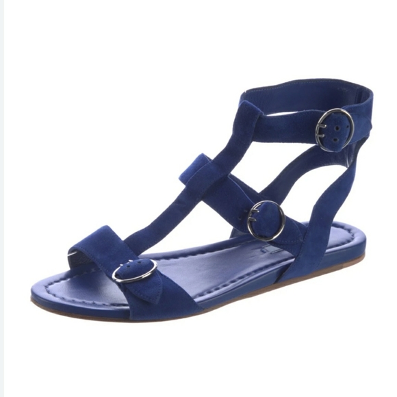Prada gladiator suede sandals in sapphire color size 37 - Picture 2 of 10